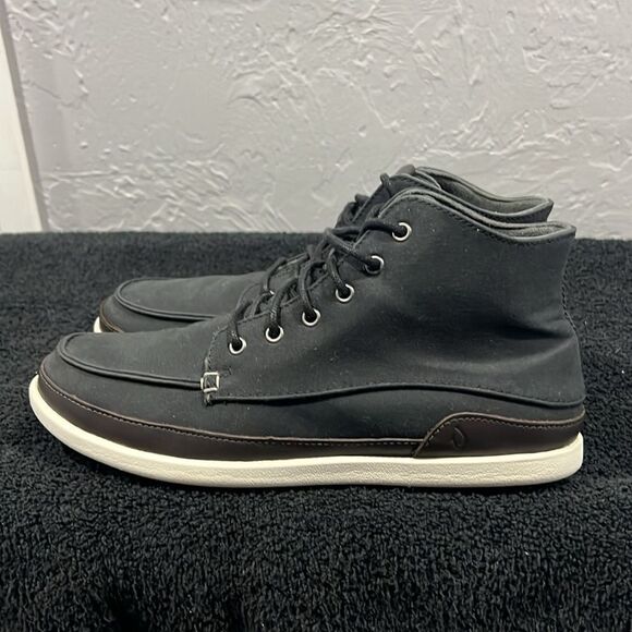 🏝️🌊☀️ OLUKAI Nalukai Kapa Boot Sneakers Men Sz 8.5 - Black Textile - PERFECT! - Picture 2 of 11